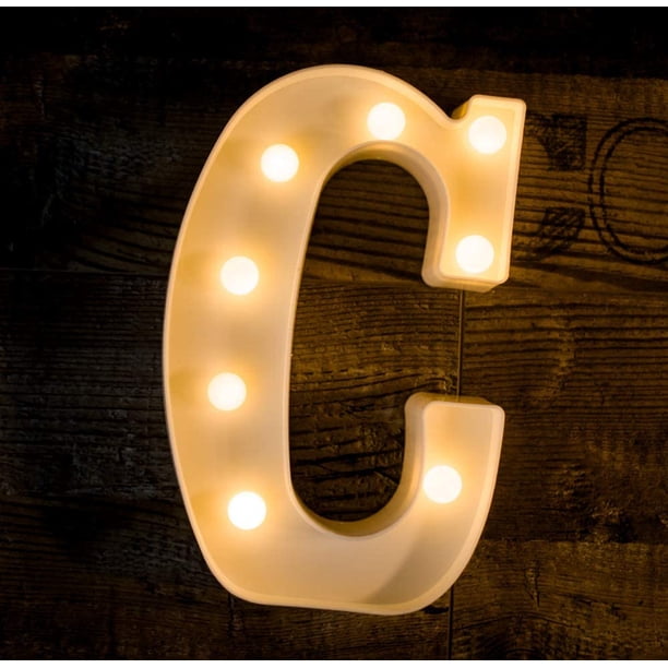 Luces LED con letras, letrero iluminado, letrero con letras para luz nocturna, boda/fiesta de cumpleaños, lámpara de Navidad alimentada por batería, decoración de Bar para el hogar BANYUO Electrónica