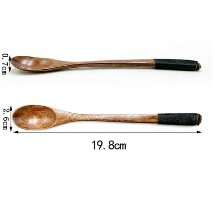 

ZHaobin 10Pcs/Set Natural Wooden Spoon Dinner Rice Soups Tableware Set Reusable Kitchen Accessories for Travel Portable Spoons (style 8)