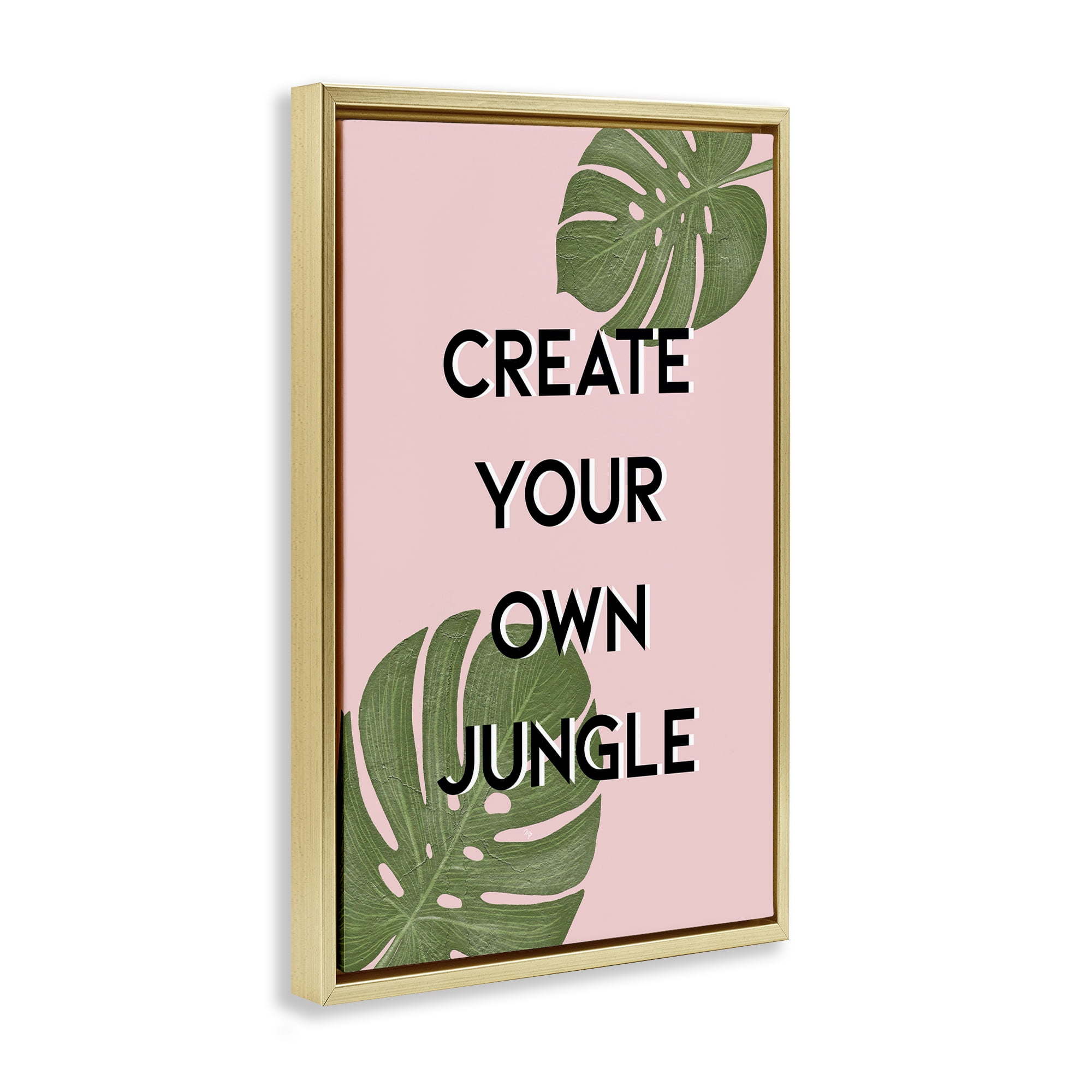 Stupell Industries Create Your Own Jungle Gold Framed Floater Canvas Wall Art, design by Martina Pavlova