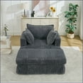 thumbnail image 6 of Chaise Lounge, 47.7'' Oversized Deep Seat Corduroy Chair with Movable Ottoman | Dark Gray | Minimalist Style, 6 of 7