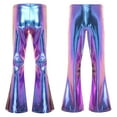 thumbnail image 6 of RUNQHUI Mens Shiny Metallic Disco Pants Flared Bell Bottom Long Leggings Rave Party Costume Trousers Colorful S, 6 of 7