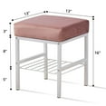 thumbnail image 5 of Tcbosik 13" Upholstered Velvet Ottoman with Storage Shelf, 300 lbs Capacity Shoe Changing Stool with White Metal Legs for Bedroom, Entryway, Living Room, Dusty Pink, 5 of 6