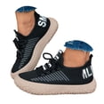 thumbnail image 3 of YLYL Womens Stripe Knit Sneakers Lace up Breathable Mesh Thick Sole Walking Shoes for Casual Wear, 3 of 9