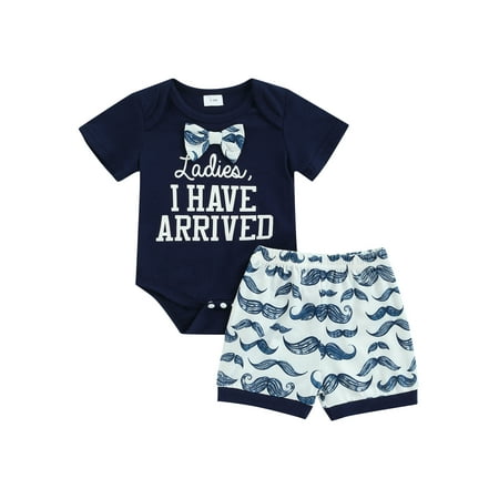 

Jkerther Ladies I Have Arrived Newborn Baby Boys Short Sleeve Romper Bodysuit and Shorts Outfit Set