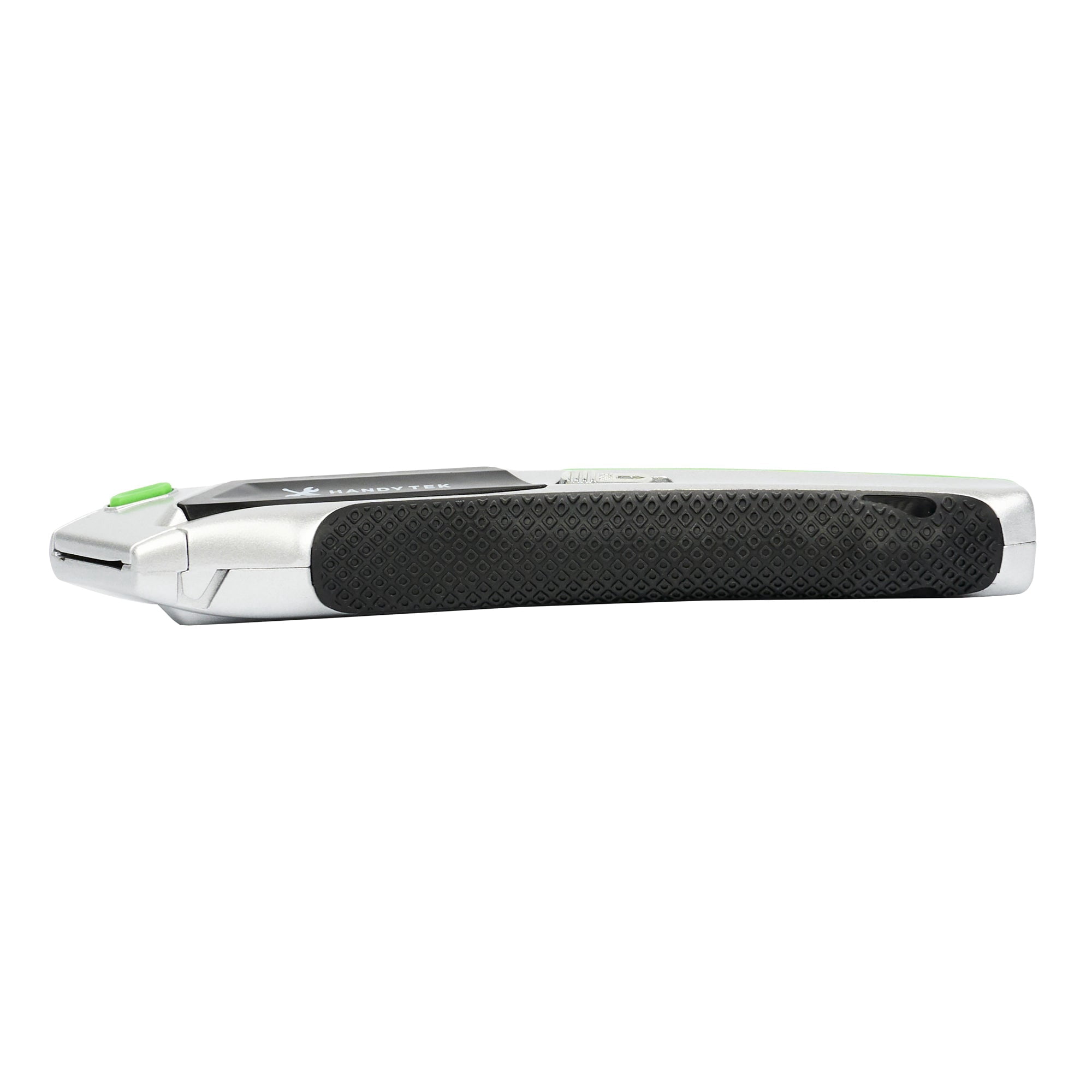 Restaurantware-Handy Tek Auto Loading Utility Knives, 6 Retractable Box Cutters - Includes 30 Sharp Blades, 19mm Wide, Silver Zinc Quick Change Blade Razor Knives, With 4-Position Locking, Soft Grip