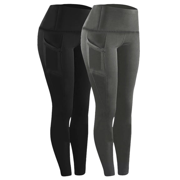 UTSJKR 2Pack Yoga Leggings Women's Jogger Sweatpants Stretch Slim Fit Workout Fitness Sports Pants Trouser with Pockets Dark Gray S