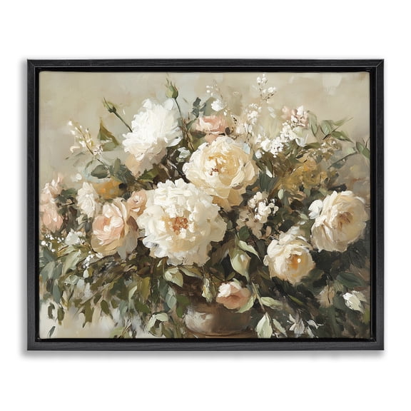 Stupell Industries Traditional Secret Garden Arrangement Black Floating Frame Canvas Art, 21 x 17, by Heidi Kuntz