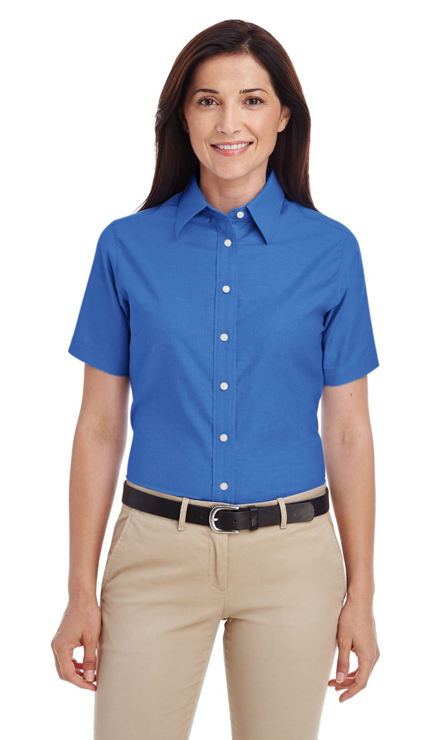 Ladies' Oxford Short Sleeve Shirt - Oxford Blue