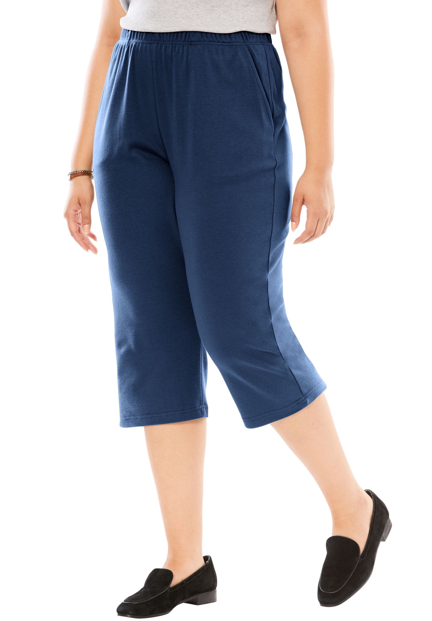 Woman Within - Woman Within Plus Size 7-day Knit Capri Pants - Walmart ...