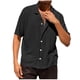 thumbnail image 1 of Camisetas Elvqul para Hombre Economicas Negro Manga Corta de Color Sólido con Solapa Botones, 1 of 7