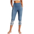 thumbnail image 3 of TaTaai Womens Printed Slim Fit Capri Leggings Yoga Pants with Pockets High Waist Stretchy Trousers for Daily Gym, 3 of 8