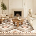 thumbnail image 5 of 8'x10' Area Rugs for Living Room, Machine Washable Non-Slip Carpet, Soft Faux Wool Low Pile Moroccan Farmhouse Western Rug, Camel, 5 of 6