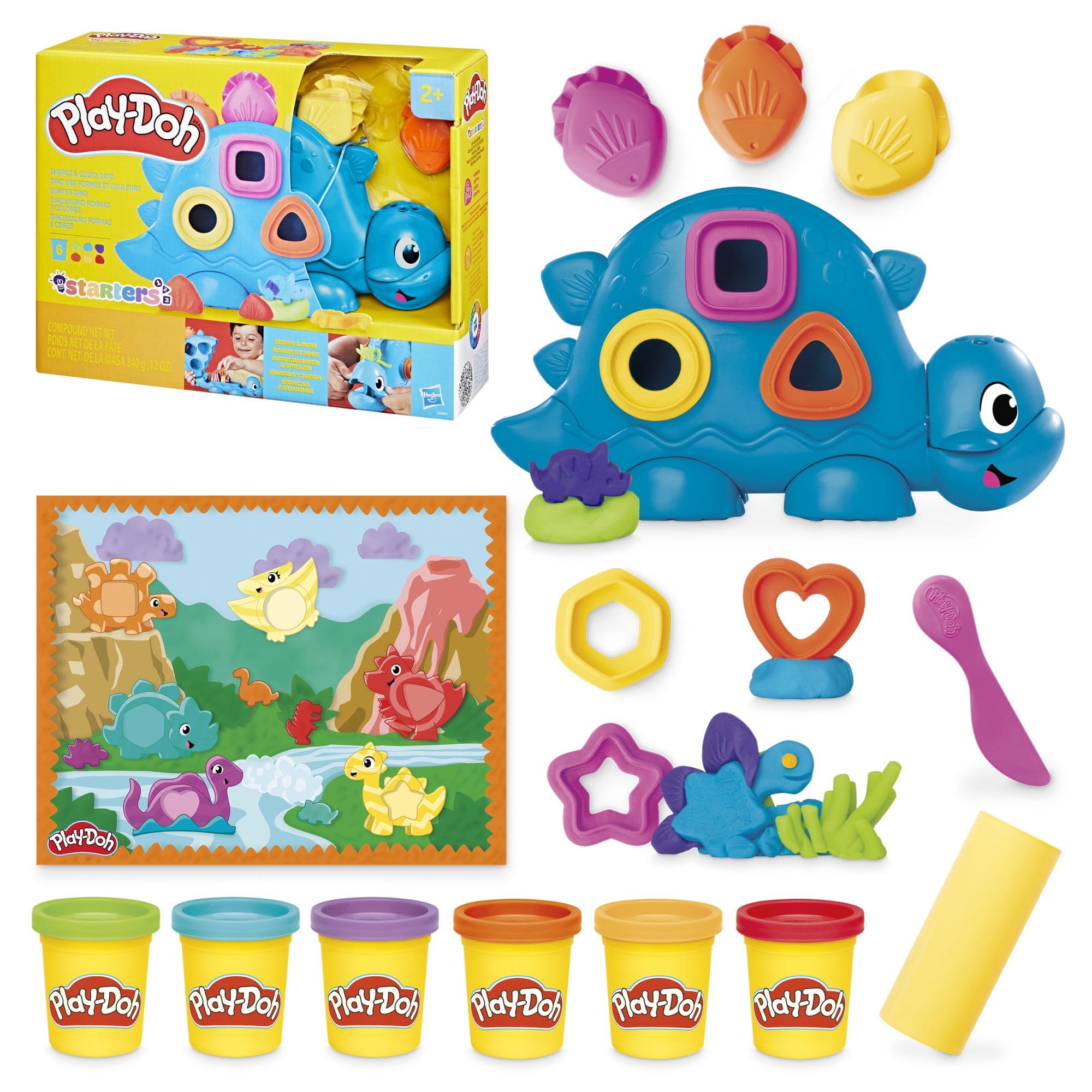 Play-Doh Starters Dino des formes et couleurs, jouet de pâte à modeler