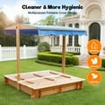 thumbnail image 6 of FUNTOK Wooden Sandbox with Cover & Canopy Adjustable in Angle, 48x48" Sand Box for Kids w/ 2 Foldable Bench Seats , Kid Outdoor Sandbox w/ Lid, Reinforced Structure for Backyard Lawn Beach, 6 of 10