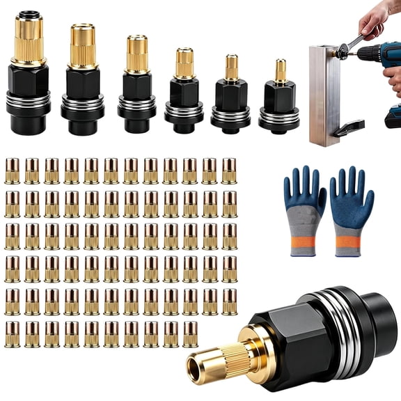 Head Rivet Nut Tool, 6 Sizes M3-M12, Drill Compatible for Automotive, Farm Equipment and Metal Repair