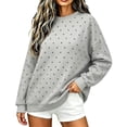 thumbnail image 2 of Josdec Crew Neck Fleece Sweatshirt for Women Polka Dot Oversized Loose Long Sleeve Casual Pullover Tops S‑XXL, 2 of 5