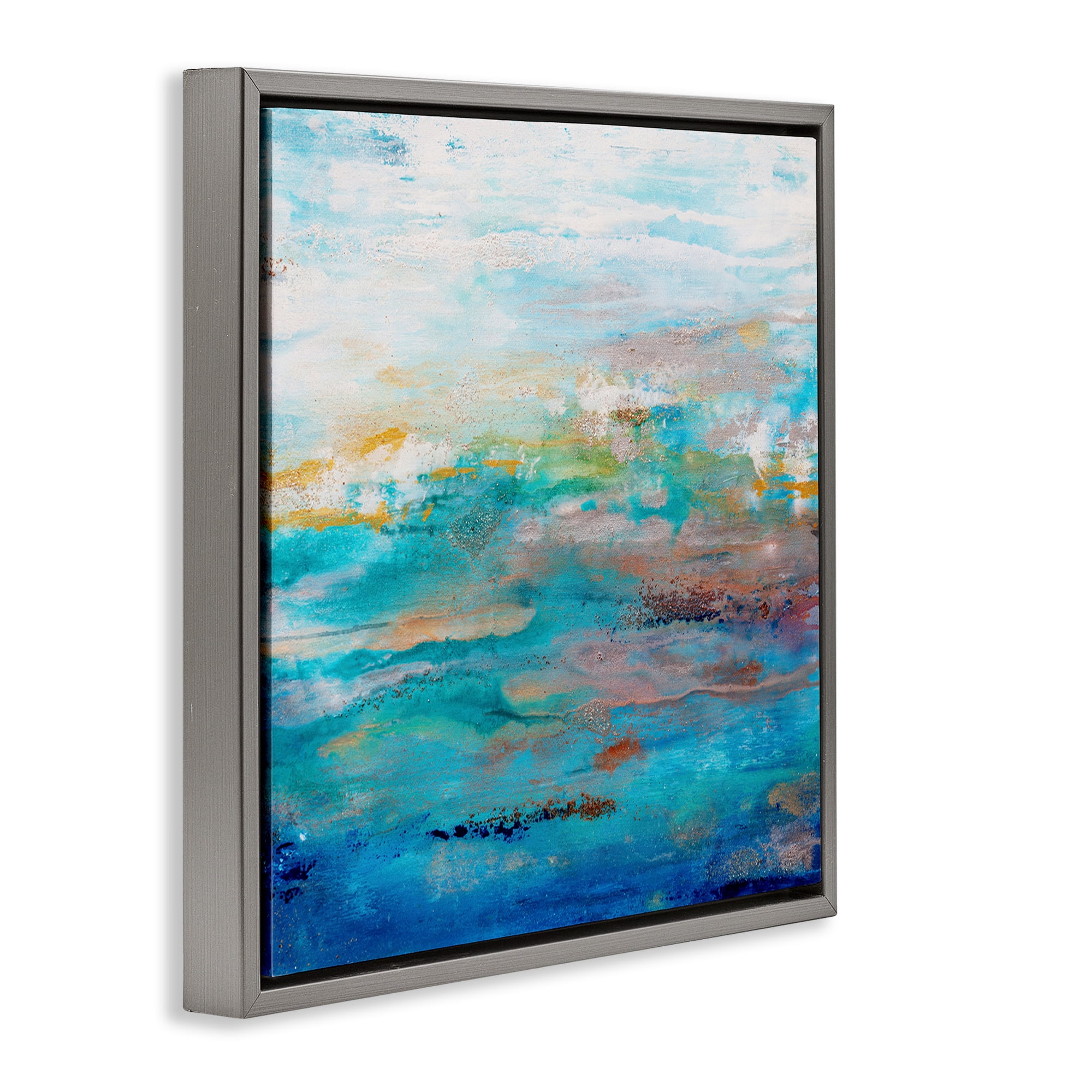 Stupell Industries Rustic Nautical Painting Abstract Painting Gray Floater Framed Canvas Art Print Wall Art, 25 x 25