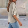 thumbnail image 7 of DENGDENG Embroidered Cotton Linen Tops for Women 3/4 Sleeve Summer Boho Peasant Gauze Blouses Dressy Casual Bohemian Shirts, #03 Beige L, 7 of 7