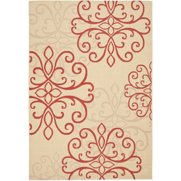 Safavieh Courtyard Kostadin Floral Indoor/Outdoor Area Rug, Creme/Red, 6'7" x 9'6"