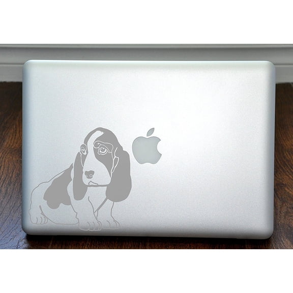Basset Hound Silver Decal for 13" Macbook