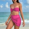 thumbnail image 3 of Uaswgudfs Womens Swim Two-Piece Swimsuit Set with Strapless Top and Decorative Centerpiece, for Pool or Beach Hot Pink L, 3 of 8
