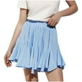 thumbnail image 5 of Elvqul Womens Skirts Elastic Waist Solid Color Pleated Light Blue Casual Mini Skirts for Juniors Loose, 5 of 9
