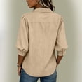 thumbnail image 5 of Neewe Womens Button Down Shirts Plain Lapel 3/4 Sleeve Tops Elegant Dressy Blouses Business Casual Outfits, 5 of 5