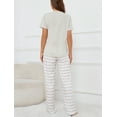 thumbnail image 4 of Loritta Lounge Set Womens 2 Piece Outfits Short Sleeve Round Neck Pajamas Striped Sleepwear Pants for Women S-2XL, 4 of 6