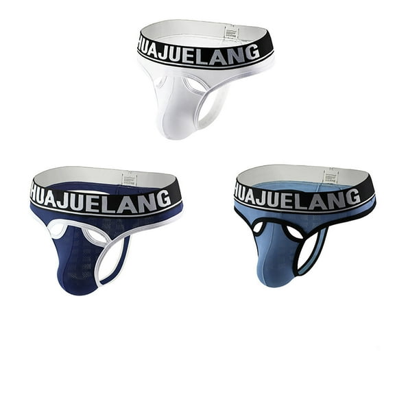 Ohufall Mens Underwear Men's Briefs 3-piece Mesh Sexy Breathable Fashion Men's Thongs Mesh Underwear Clearance