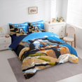 thumbnail image 2 of Castle Fairy Realistic Three Puffins Cliff Scene Queen Bedding 7pcs,Orange Beak Rock Seaside Graphic Bedding Comforter Set Queen,Azure Tan,Navy Blue Reversible, 2 of 7