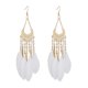 thumbnail image 1 of Mujeres Boho largo de plumas de borlas pendientes de joyería de la vendimia de perlas cuelgan pendientes colgantes, 1 of 3