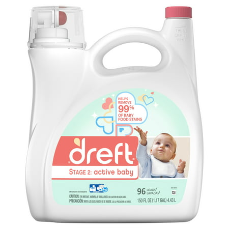 Dreft Stage 2: Active Baby Liquid Laundry Detergent, 96 Loads 150 fl (Best Baby Detergent For Newborns)