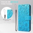 thumbnail image 6 of For Samsung Galaxy S24 Ultra Case, Premium Leather Magnetic Closure Flip Wallet Case with Card Holder Cash Slot Stand Function Embossed Flower Pattern Slim Shockproof Lanyard/Strap Cover,Blue, 6 of 7