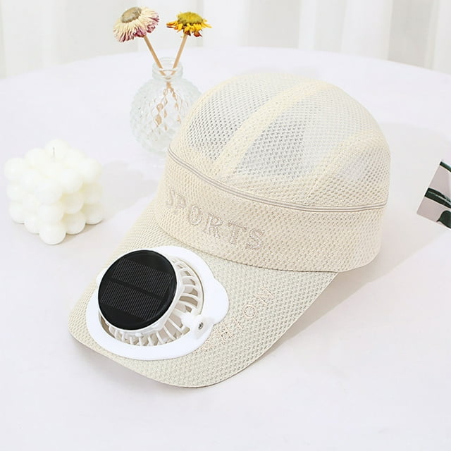 EGNMCR Solar Powered+USB Charging Fan Hat Top Detachable Outdoors Sun Protection Breathable Sun Hat Polyester fan cap