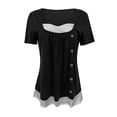 thumbnail image 5 of B91xZ Hauts à Manches Courtes pour Femmes Grande Taille Tunique Décontractée Henley, Noir TG, 5 of 5