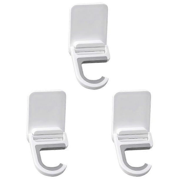 Wall Mounted Mop Hooks, 3pcs Heavy Duty Adhesive Holders, Foldable Design for Kitchen Bathroom Home Use, White, No Drill Installation
