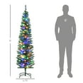 thumbnail image 3 of 6 FT Artificial Pencil Christmas Trees Holiday Decoration with Colorful LED Lights, Steel Base, Skinny Shape, by Miaoweii, 3 of 8