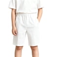 thumbnail image 2 of School Uniform Shorts for Boys Elastic Waist Chino Shorts Wrinkle Resistant Twill Shorts for Summer Wedding Party Wear White, 2 of 9