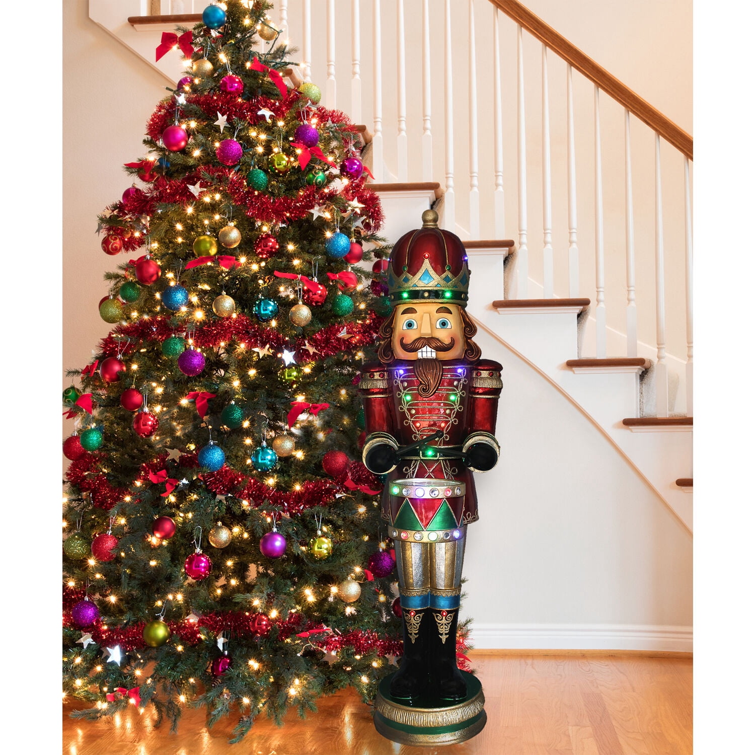 Fraser Hill Farm Indoor/Outdoor Oversized Christmas Decor, 5-ft. Nutcracker 20 LED Lights