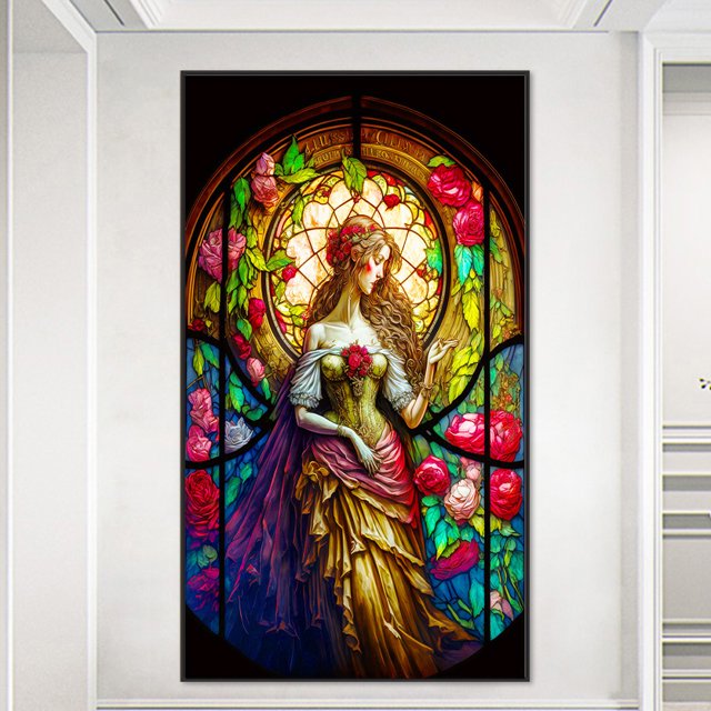 Diamond Painting 5D DIY Full Round Drill Glass Girl Home Decor (A7614) JShteea El nuevo