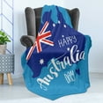 thumbnail image 4 of Australian Party Soft Flannel Fleece Blanket, Lettering Australia Day Words with Flag Map in Blue Shades, Cozy Plush for Indoor and Outdoor Use, 50" x 60", Blue Pale Blue Vermilion, by Ambesonne, 4 of 5