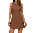 thumbnail image 2 of HAPIMO Women's Dress Crew Neck Sleeveless Short Length Fashionable Casual Wear Modern Classic Brown S, 2 of 8