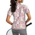thumbnail image 2 of COEQINE Women Short Sleeve Golf Shirts Easter Cute Bunny Floral Print Tennis Shirts Quick Dry Fit 1/4 Zip Sportswear Moisture Wicking Soft Golf Polo Tops Pullover Athletic Tops, L, 2 of 7