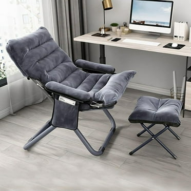 WSYW Modern Sponge and Steel Lounge Chair with Ottoman, Gray