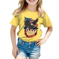 thumbnail image 5 of Karoyedx Girls Shirt Toddler Girls 4th of July Shirt America 250th Anniversary T-Shirt Retro American Flag Bow Tee Kids USA Patriotic Top Yellow Size,11-12 Years, 5 of 5