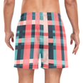 thumbnail image 2 of FORMRS Mens Swim Trunks Mesh Liner Quick Dry Casual Beach Board Shorts with Pockets, Sizes S-2XL, Red Teal Stripes, 2 of 9