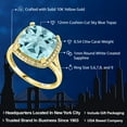 thumbnail image 2 of Gem Stone King 10K Yellow Gold Sky Blue Topaz and White Created Sapphire Ring for Women (8.54 Cttw, Cushion 12MM, Gemstone Birthstone, Size 5 to 9), 2 of 5