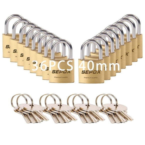 Paquete de Candados de Latón Macizo Sepox Dorado con Llaves Iguales y Cuerpo Resistente Impermeable