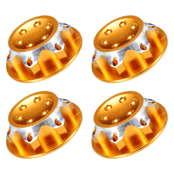 Uxcell 4 Pack Aluminum 22mm/0.86 Inch RC Wheel Nut Dustproof for 1/8 RC Model Car Road Car Upgraded Parts (Yellow)