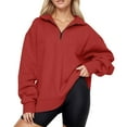 thumbnail image 2 of Topvent Plus Size Tops for Women Oversized Half Zip Pullover Long Sleeve Quarter Zip Hoodie Sweater Teen Girls Fall Blouse Clothes Trendy Hoodies Top C XL, 2 of 5
